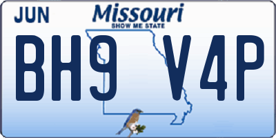 MO license plate BH9V4P
