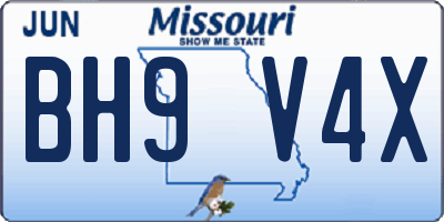 MO license plate BH9V4X
