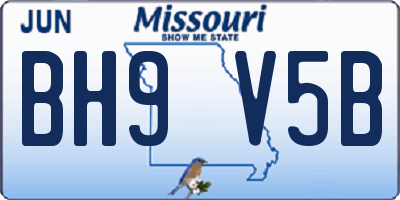 MO license plate BH9V5B
