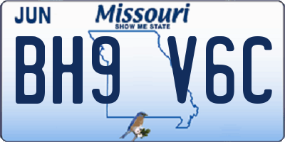 MO license plate BH9V6C