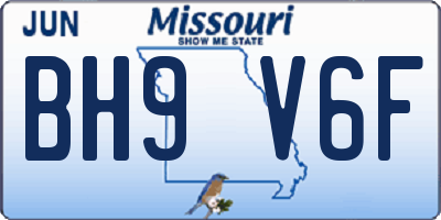MO license plate BH9V6F