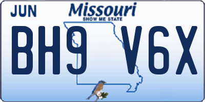 MO license plate BH9V6X