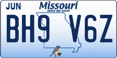 MO license plate BH9V6Z