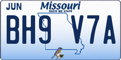 MO license plate BH9V7A