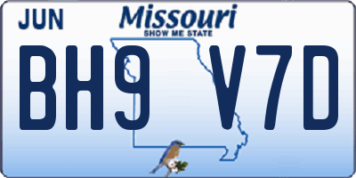 MO license plate BH9V7D