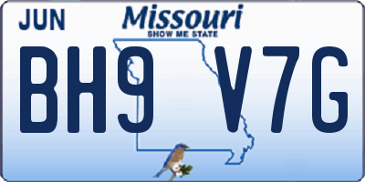 MO license plate BH9V7G