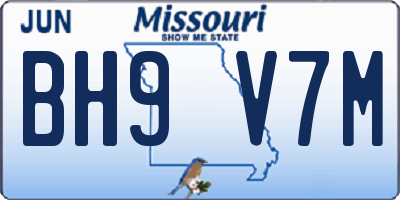MO license plate BH9V7M