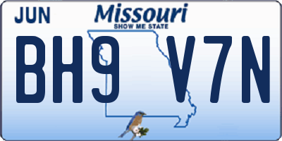 MO license plate BH9V7N