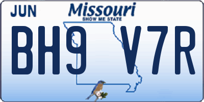 MO license plate BH9V7R