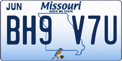 MO license plate BH9V7U