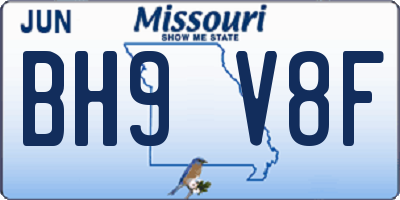 MO license plate BH9V8F