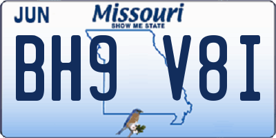 MO license plate BH9V8I