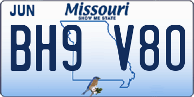MO license plate BH9V8O