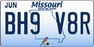 MO license plate BH9V8R
