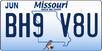 MO license plate BH9V8U