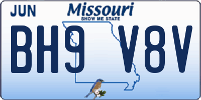 MO license plate BH9V8V