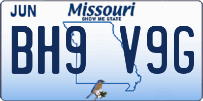MO license plate BH9V9G