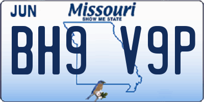 MO license plate BH9V9P