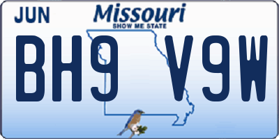 MO license plate BH9V9W