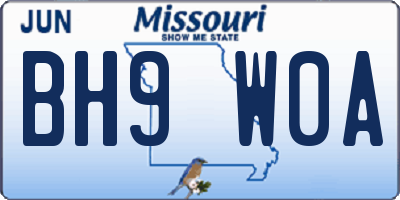MO license plate BH9W0A