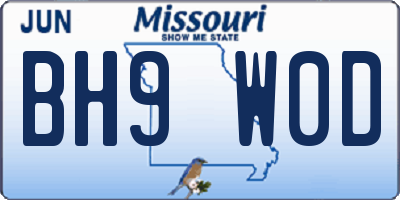MO license plate BH9W0D