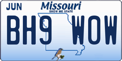 MO license plate BH9W0W
