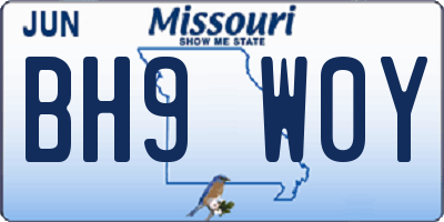 MO license plate BH9W0Y