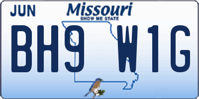 MO license plate BH9W1G