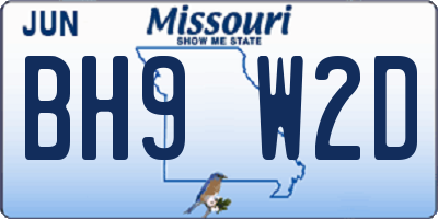 MO license plate BH9W2D