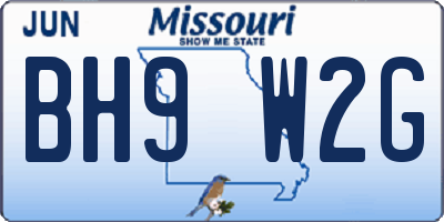 MO license plate BH9W2G