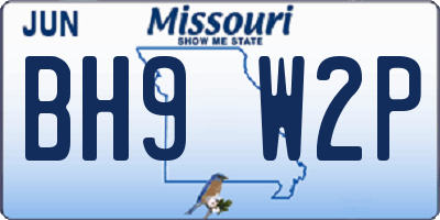 MO license plate BH9W2P
