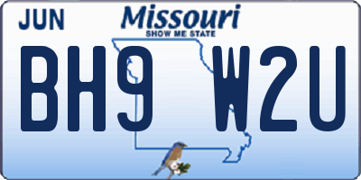 MO license plate BH9W2U