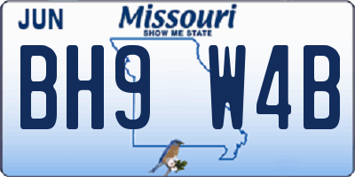 MO license plate BH9W4B