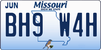 MO license plate BH9W4H
