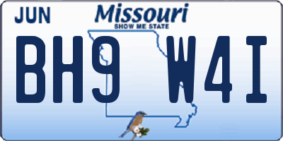 MO license plate BH9W4I