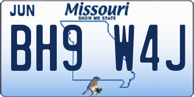 MO license plate BH9W4J