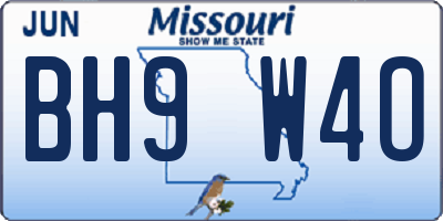 MO license plate BH9W4O
