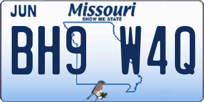 MO license plate BH9W4Q