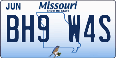 MO license plate BH9W4S
