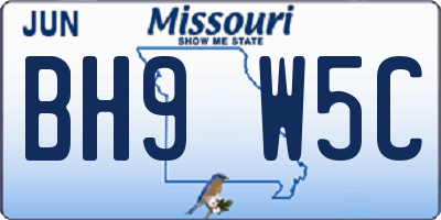 MO license plate BH9W5C