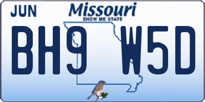 MO license plate BH9W5D
