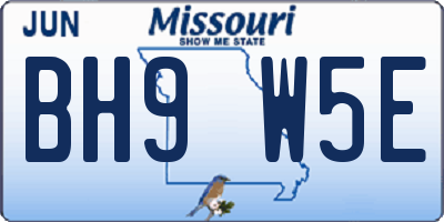 MO license plate BH9W5E
