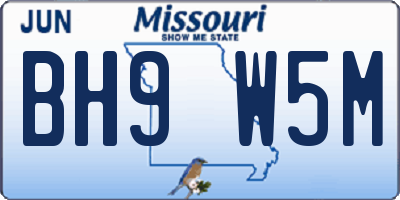 MO license plate BH9W5M