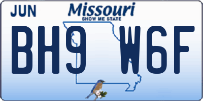 MO license plate BH9W6F