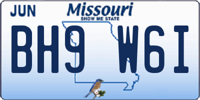 MO license plate BH9W6I