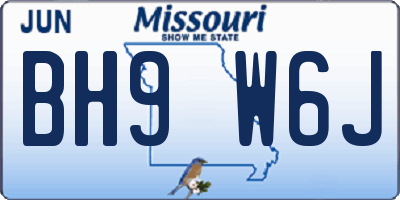 MO license plate BH9W6J