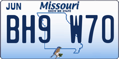 MO license plate BH9W7O