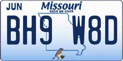 MO license plate BH9W8D