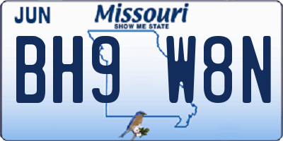 MO license plate BH9W8N