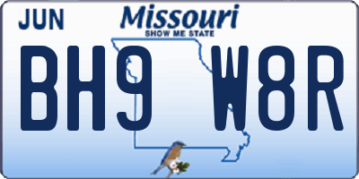MO license plate BH9W8R